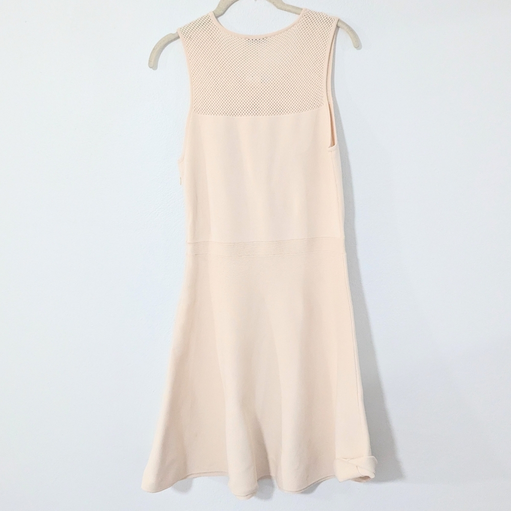 Ann Taylor NWT Mesh Neckline Skater Dress Sleeveless Stretch Beige Medium M - Picture 10 of 12